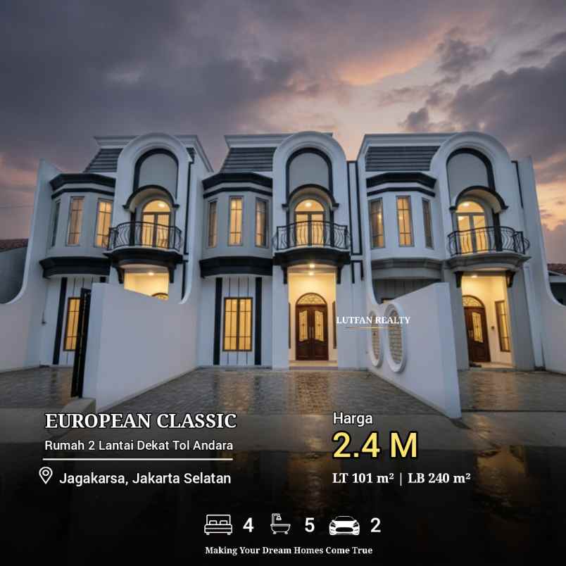 rumah european classic non cluster dekat tol andara
