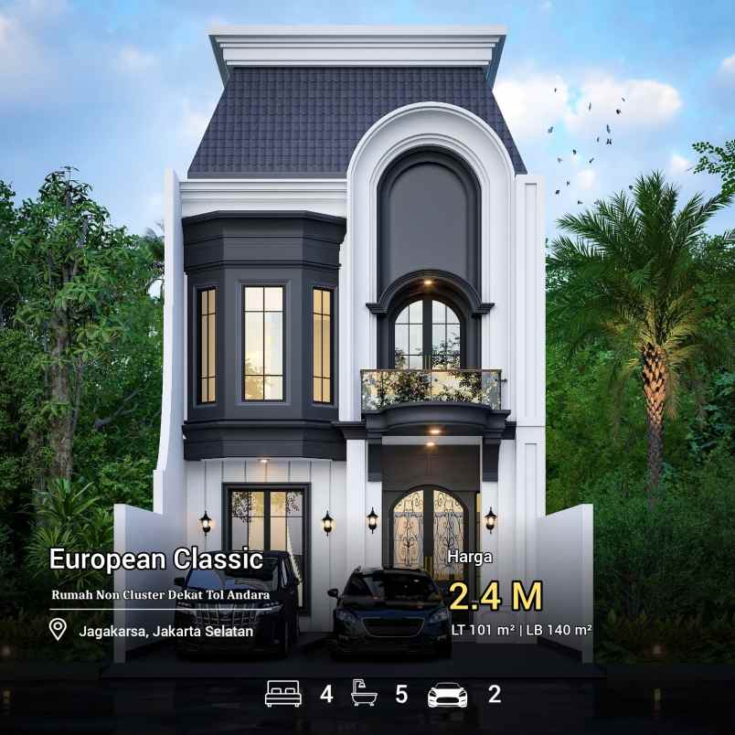 rumah european classic non cluster dekat tol andara