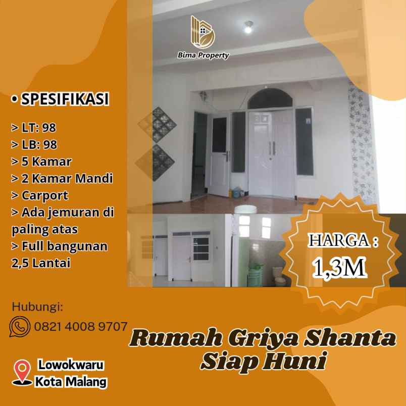 rumah griya shanta siap huni kota malang