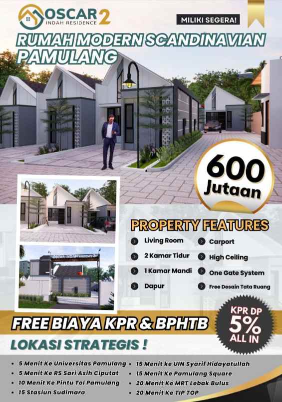 rumah konsep skandinavian harga 600 jutaan dp hanya5