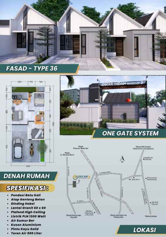 rumah konsep skandinavian harga 600 jutaan dp hanya5