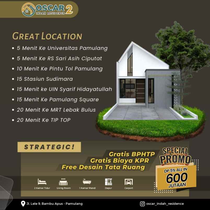 rumah konsep skandinavian harga 600 jutaan dp hanya5