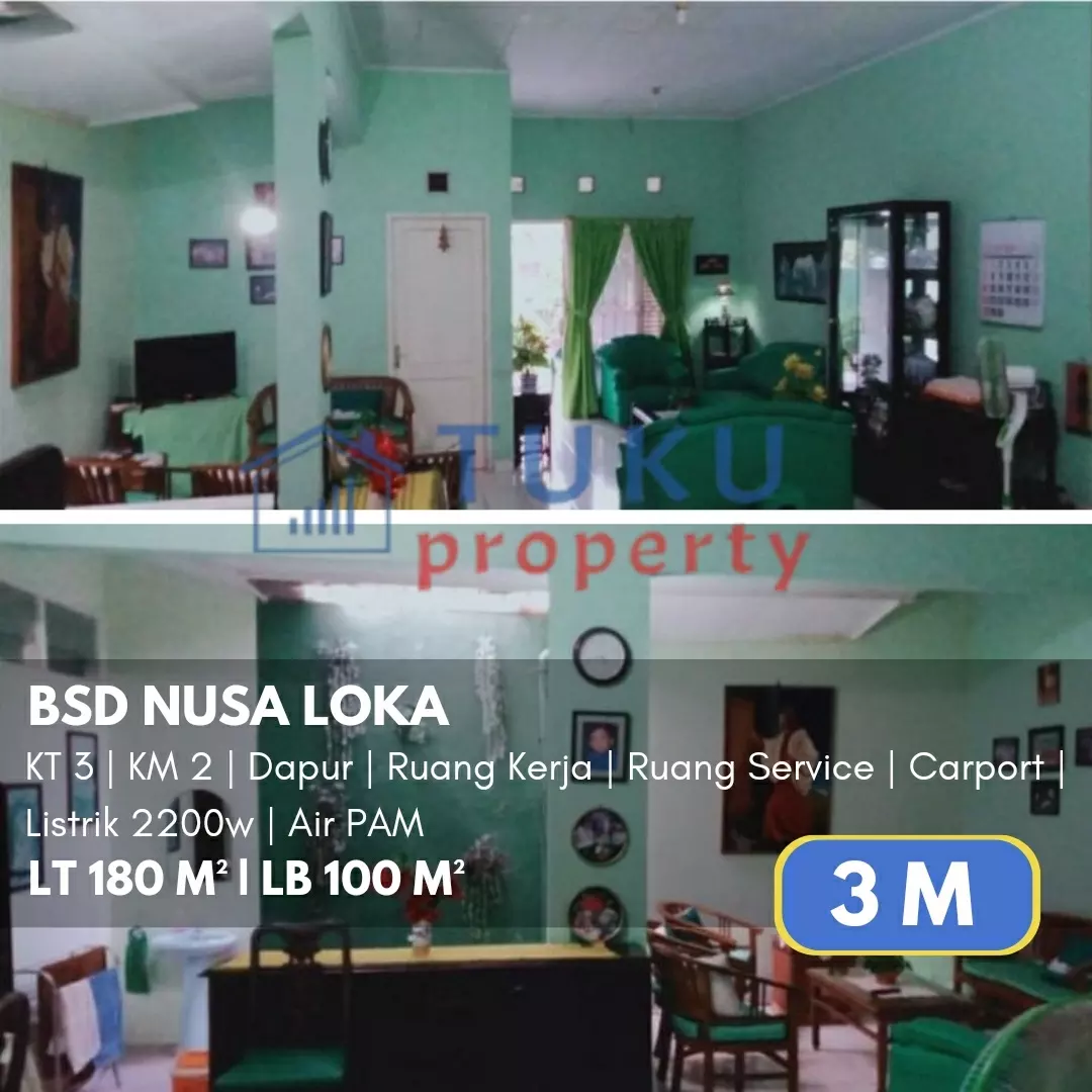 rumah secondary bsd nusa loka 3m jalan lega dan lebar