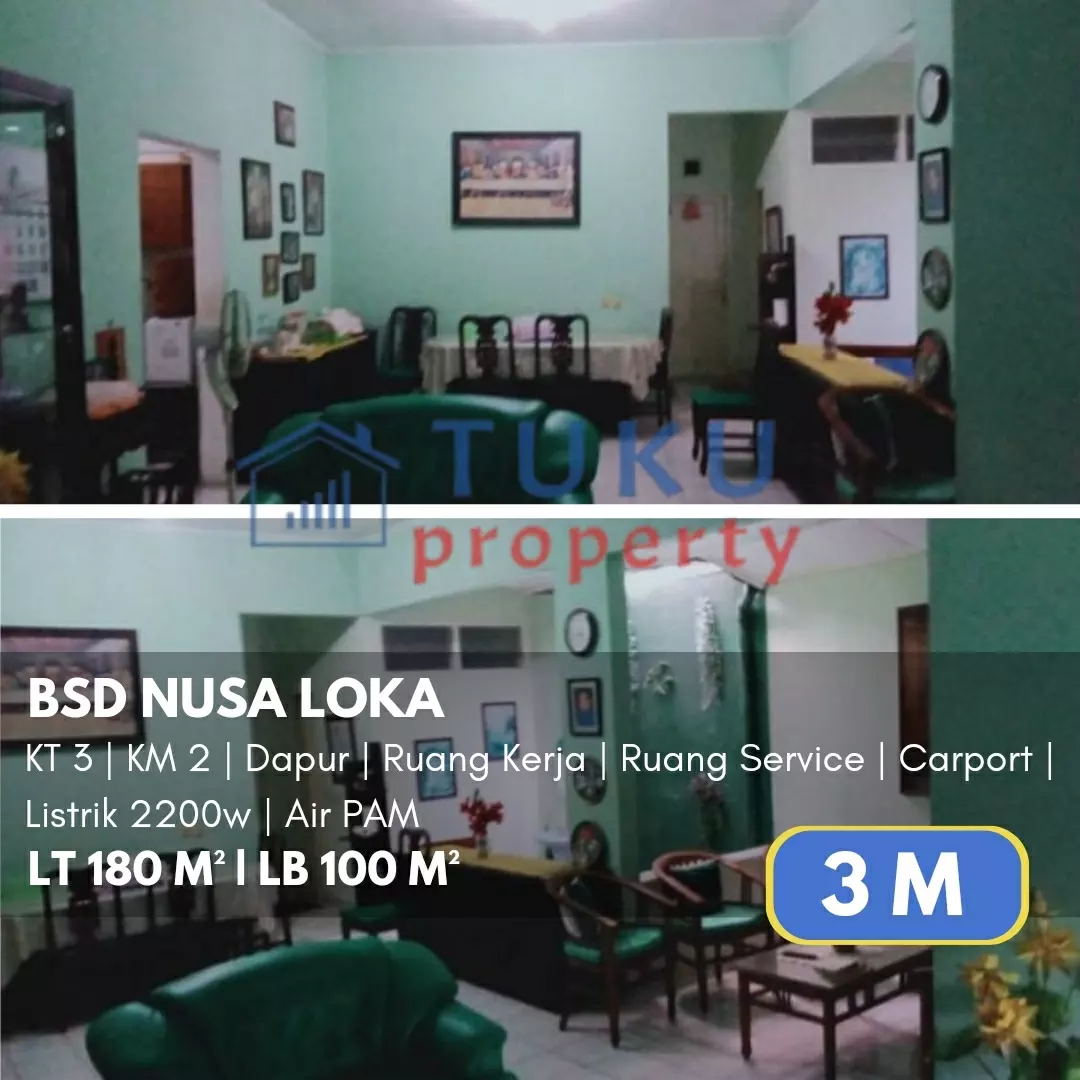 rumah secondary bsd nusa loka 3m jalan lega dan lebar