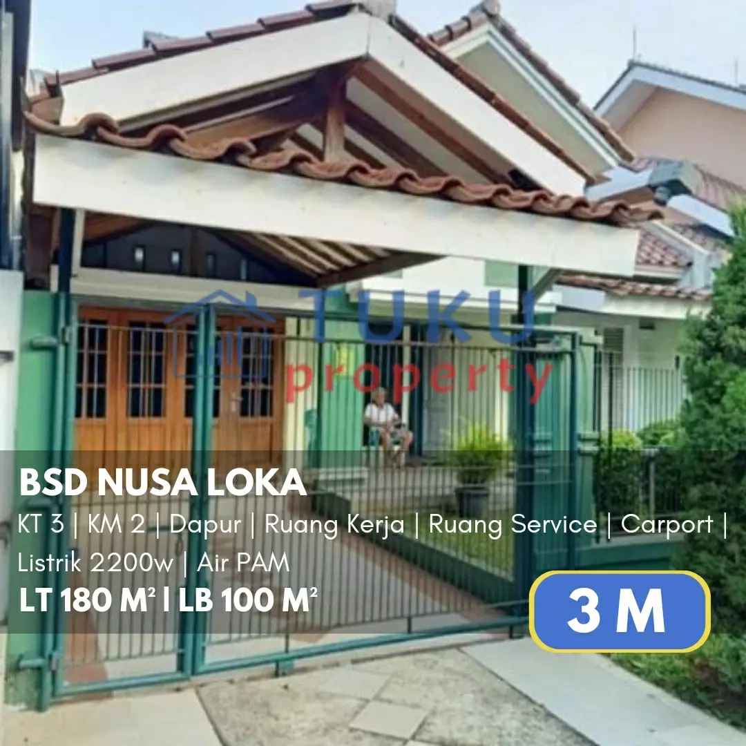 rumah secondary bsd nusa loka 3m jalan lega dan lebar