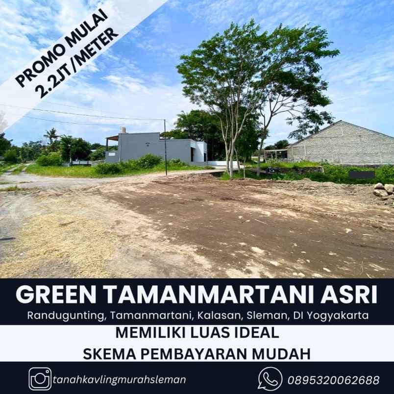 tanah dekat smk n 1 kalasan hanya 2 2jt meter saja