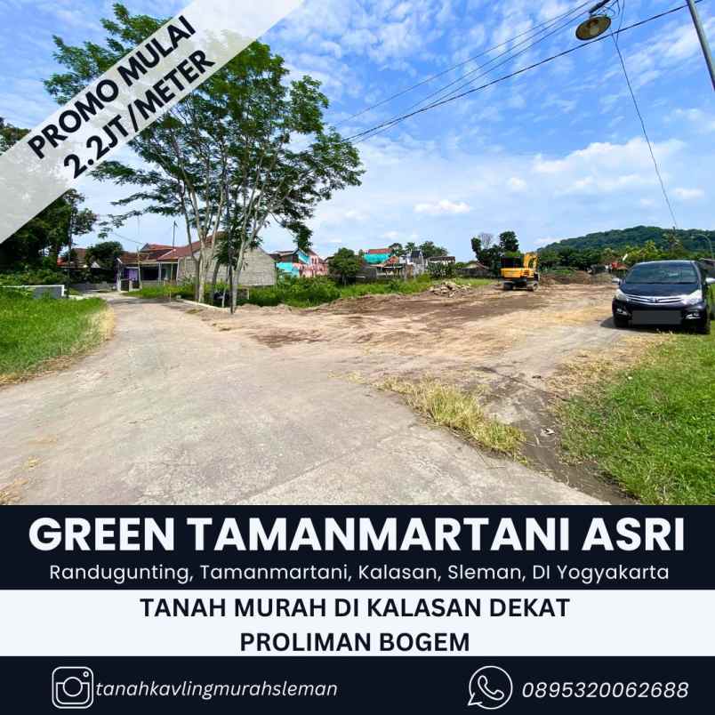 tanah dekat smk n 1 kalasan hanya 2 2jt meter saja