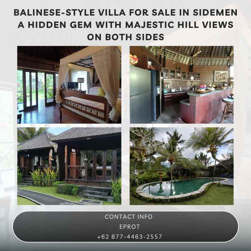 balinese style villa for sale in sidemen