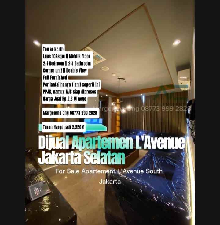 dijual apartemen l avenue jakarta selatan corner unit