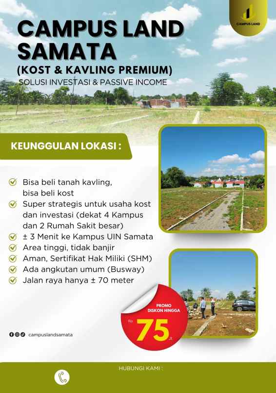 dijual kavling samata dekat 4 kampus
