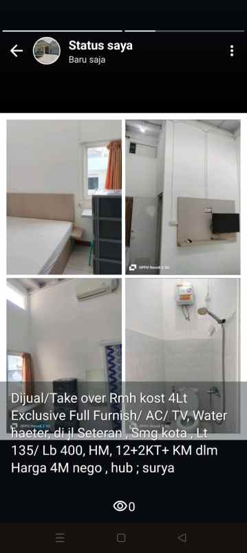 dijual kost di jl seteran semarang