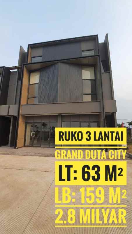 dijual ruko gudang kantor grand duta city bekasi