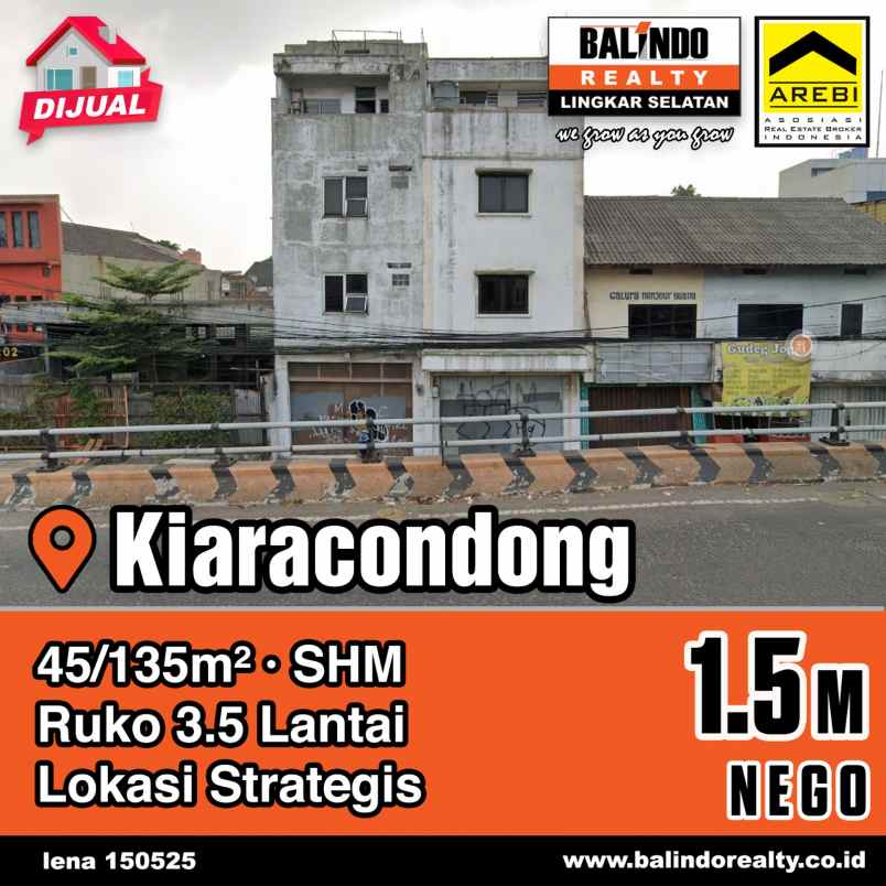dijual ruko siap huni kawasan ramai di kiaracondong