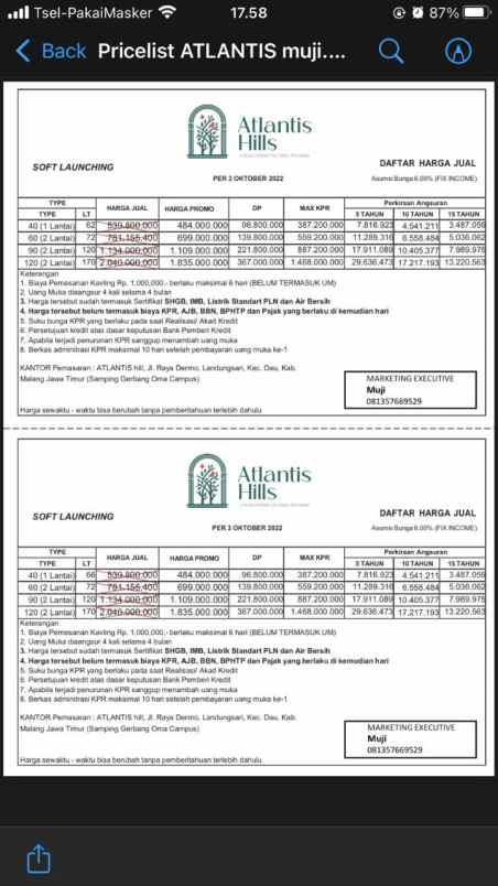 dijual rumah atlantis hill