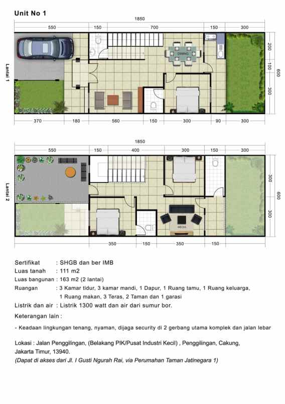 dijual rumah baru 2 lantai siap huni taman jati negara