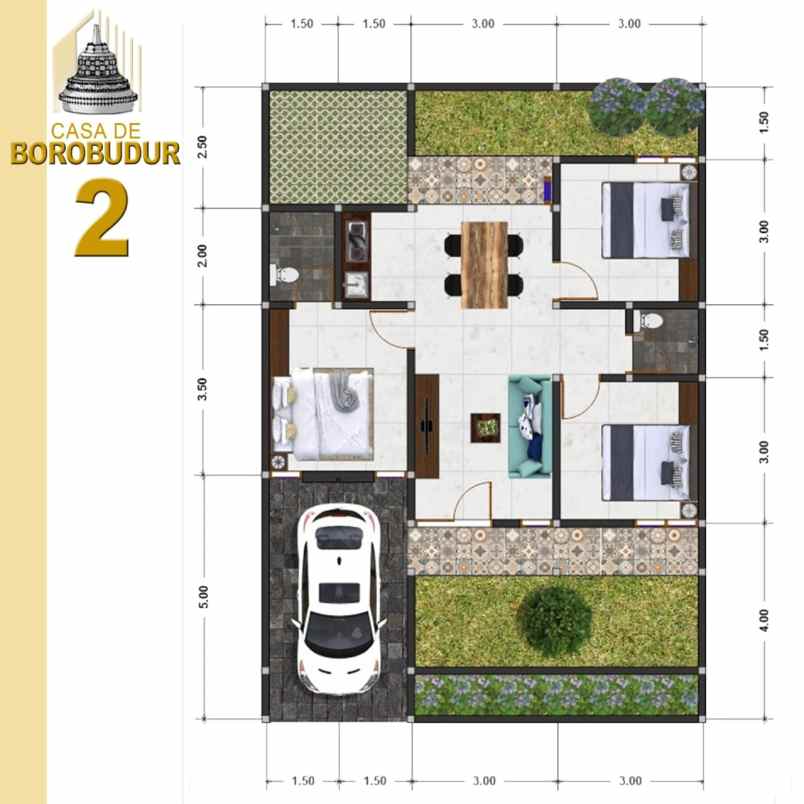 dijual rumah di borobudur dengan desain etnik jawa