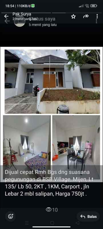 dijual rumah di bsb village semarang