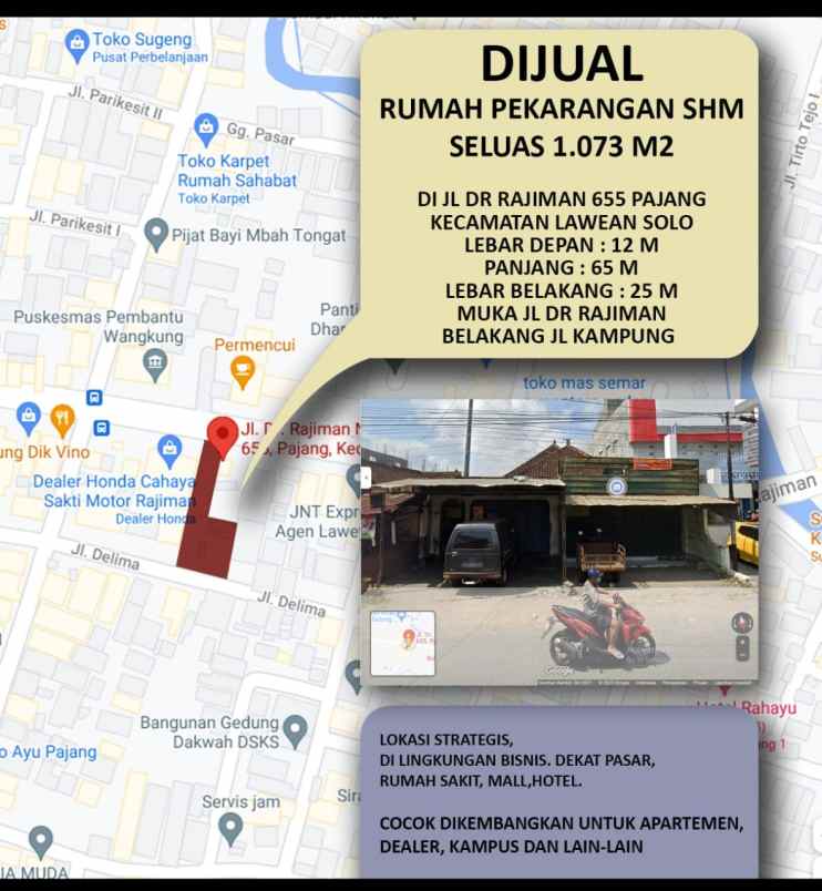 dijual rumah hitung tanah daerah komersil laweyan solo