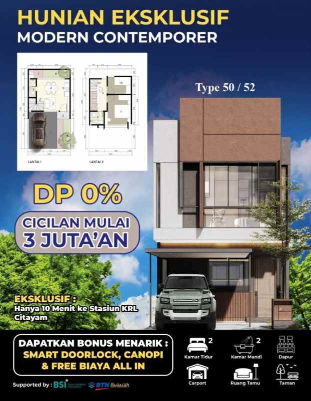 dijual rumah jalan raya citayam depok