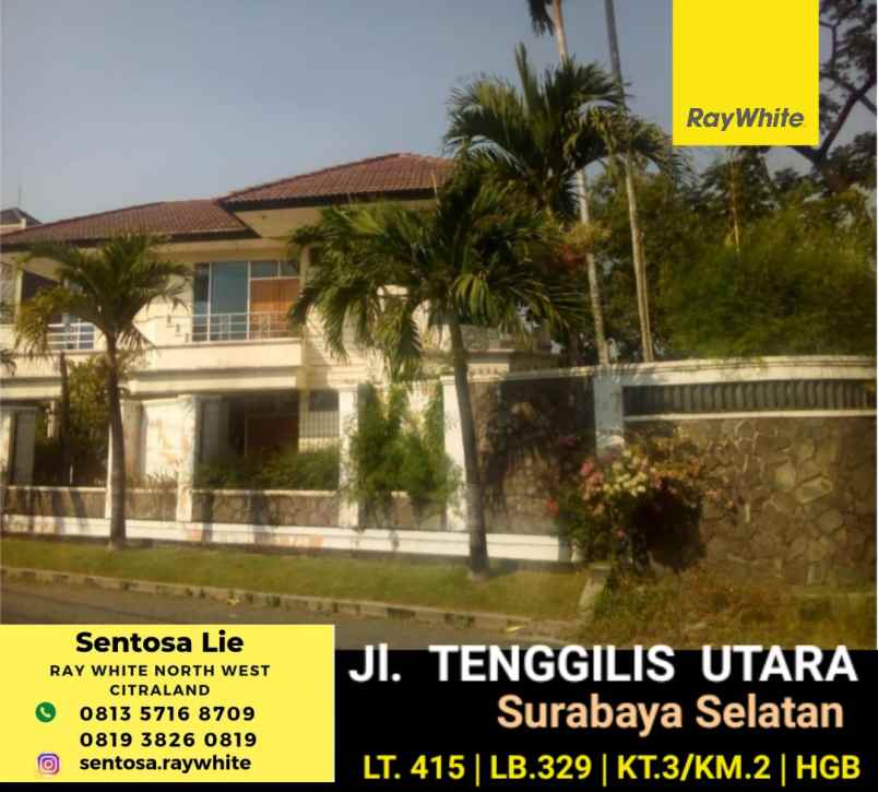 dijual rumah jalan tenggilis utara