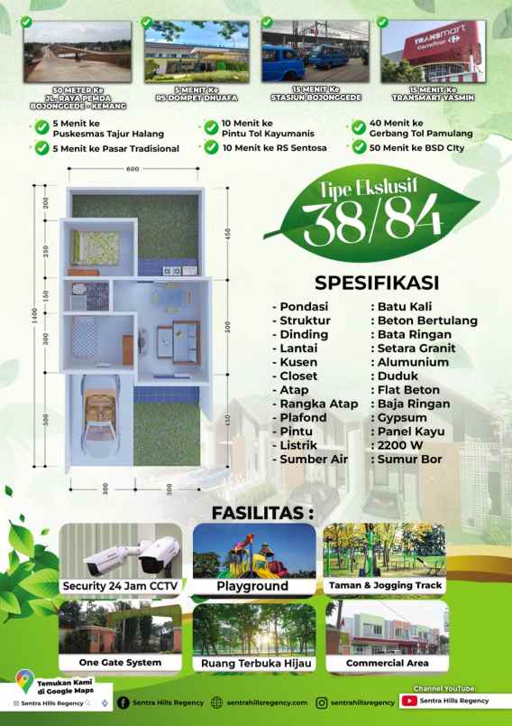 dijual rumah jl sentra hills residence