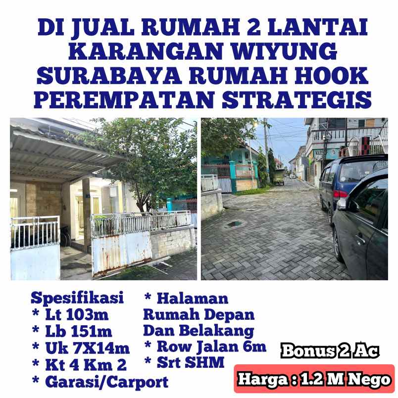dijual rumah karangan babatan wiyung