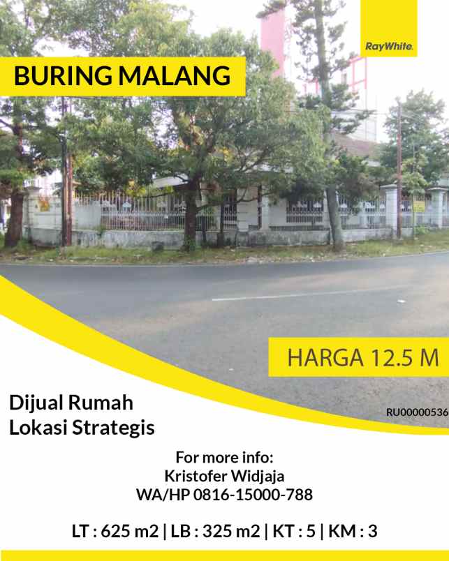 dijual rumah lokasi strategis di jalan buring malang