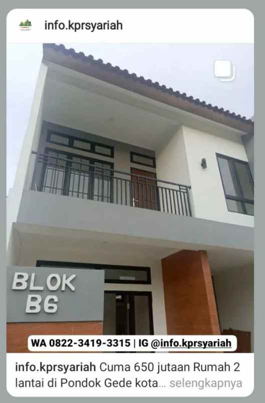 dijual rumah pondok gede