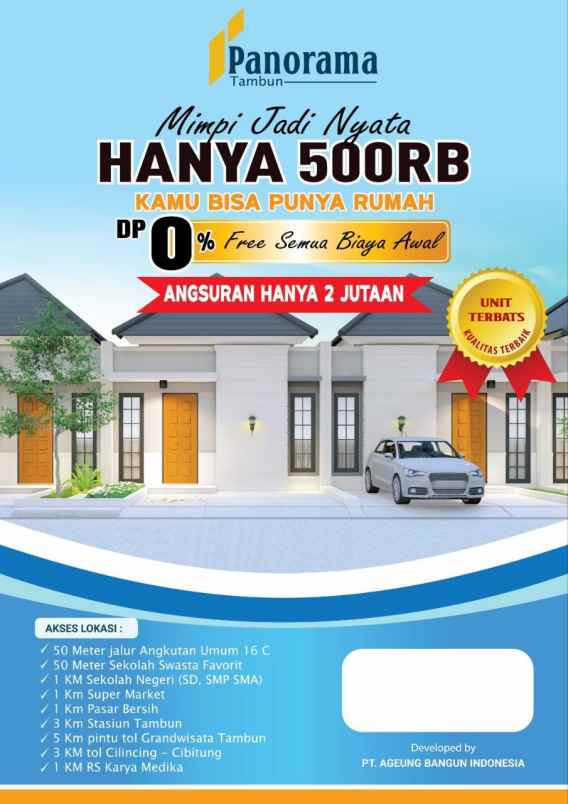 dijual rumah sumberjaya tambun selatan