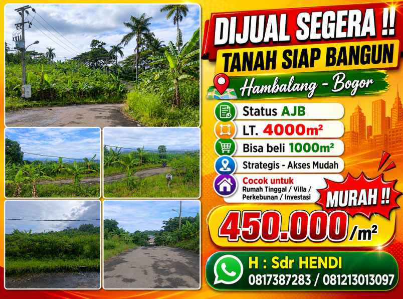 dijual tanah hambalang bogor