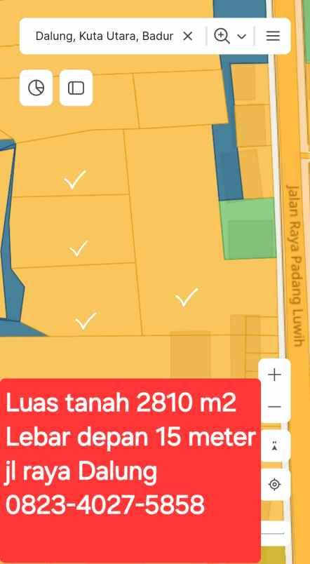 dijual tanah jalan raya padang luwih