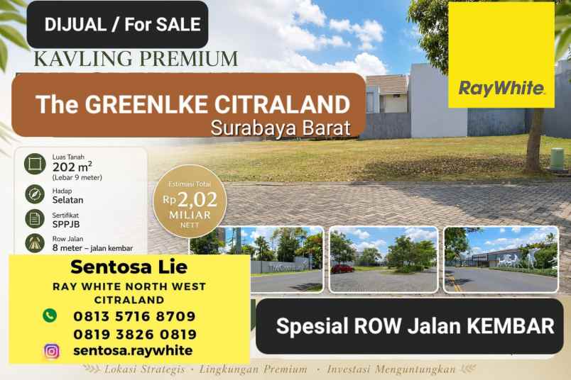 dijual tanah jalan the green lake citraland