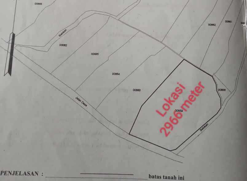 dijual tanah strategis pinggir jalan desa