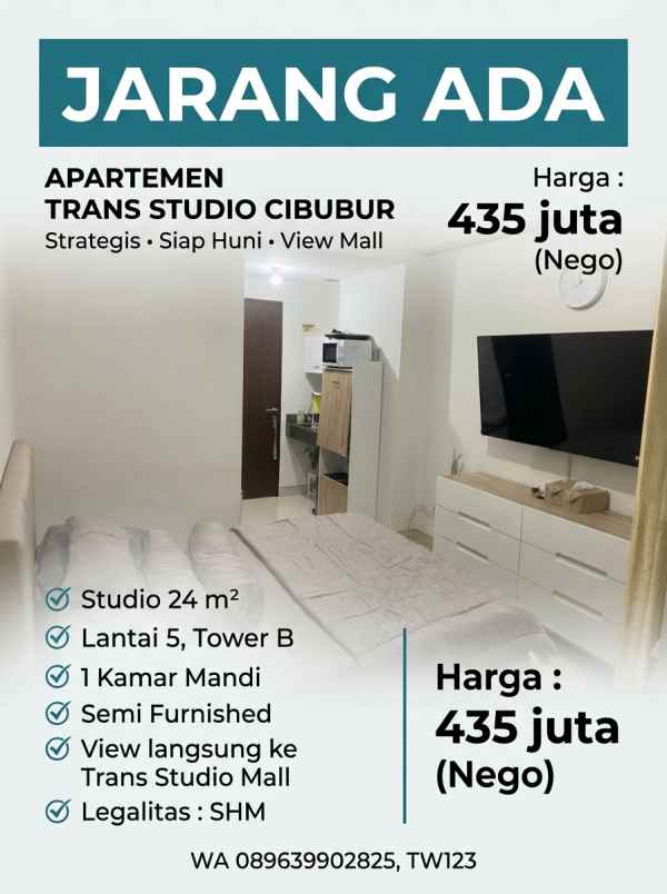 for sale apartemen trans studio cibubur