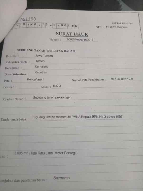 jual tanah pekarangan shm lokasi industri