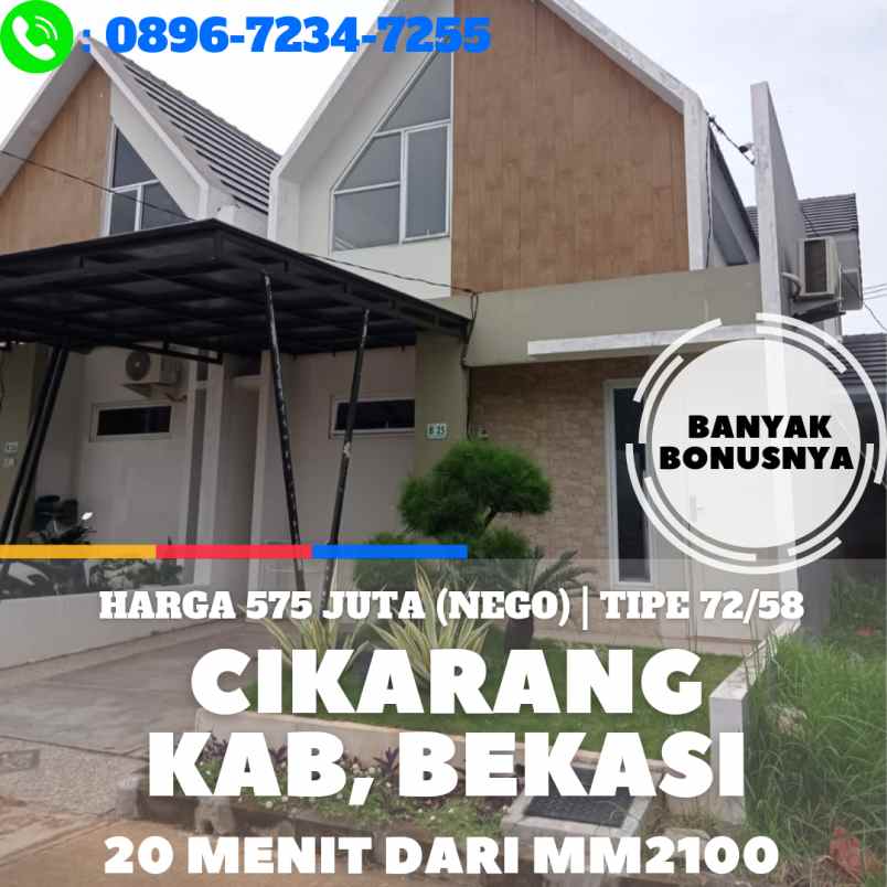 rumah cikarang bekasi 1 5 lantai dekat mm2100