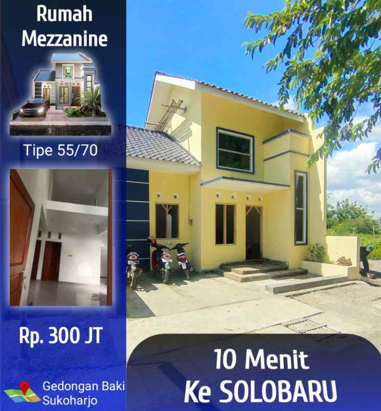 rumah mezanine murah di gedongan baki sukoharjo