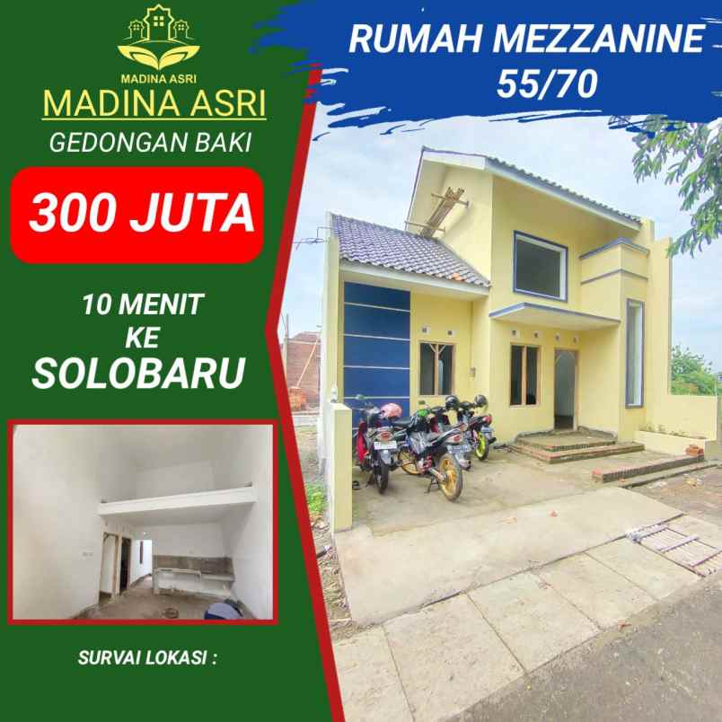 rumah mezanine murah di gedongan baki sukoharjo