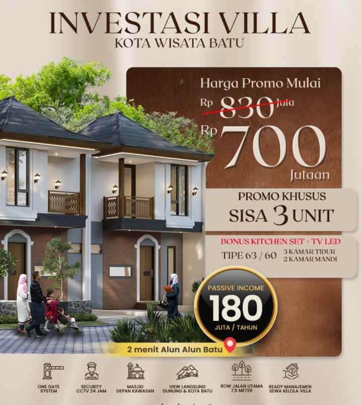 villa modern jawa view pegunungan dan kota batu malang