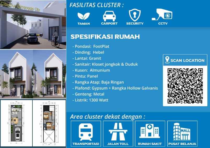 baru rumah cluster syariah 2 lantai dekat lrt cibubur