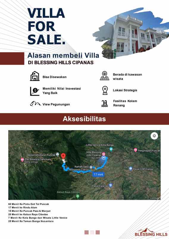 blessing hills villa mewah 2 lantai termurah di puncak