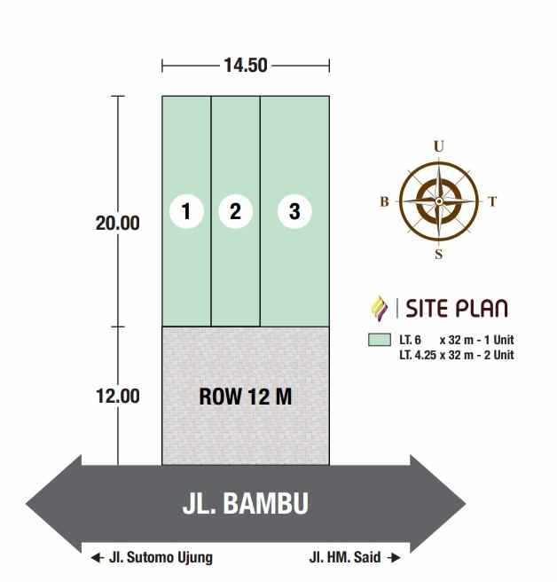 dijual ruko gudang kantor jalan bambu gaharu sutomo