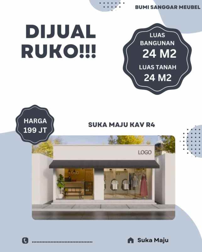 dijual ruko gudang kantor sukamaju cinunuk