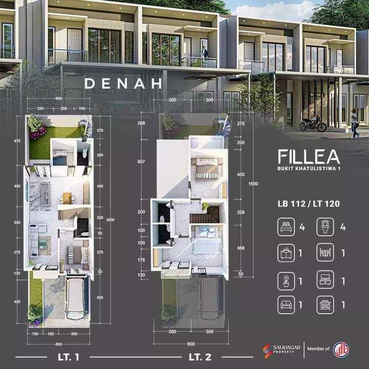 dijual rumah 4 kamar tidur di bukit khatulistiwa daya