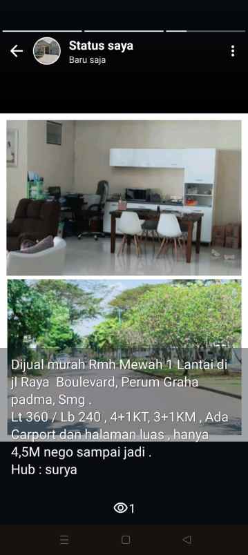 dijual rumah di graha padma semarang