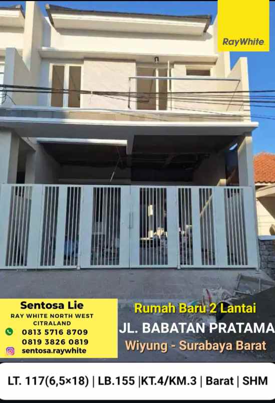 dijual rumah jalan babatan pratama