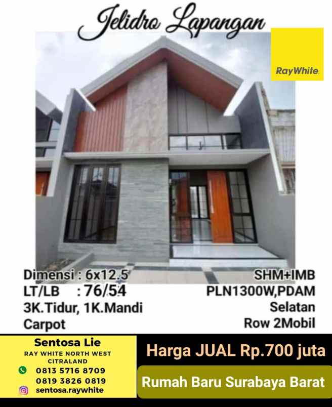 dijual rumah jalan jelidro lapangan