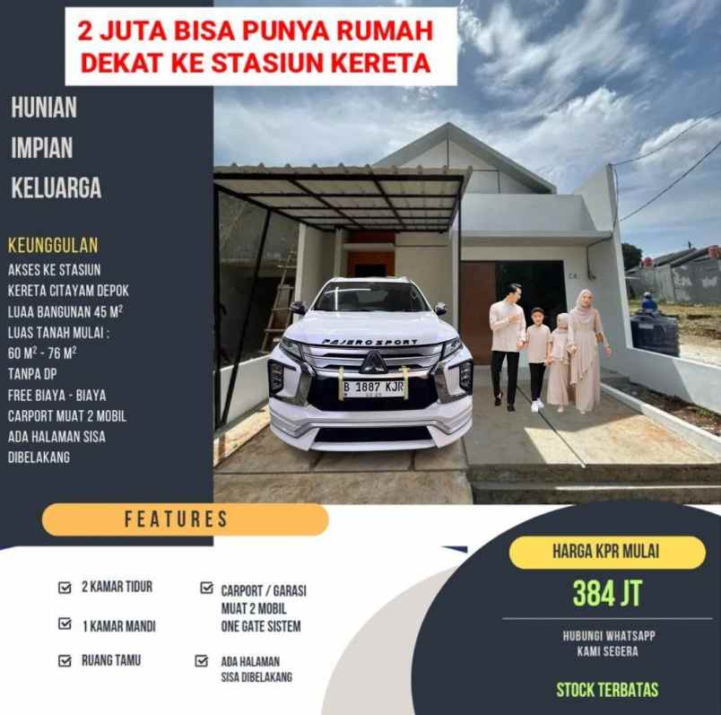 dijual rumah jalan raya citayam