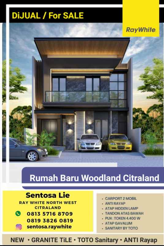 dijual rumah jalan woodland citraland