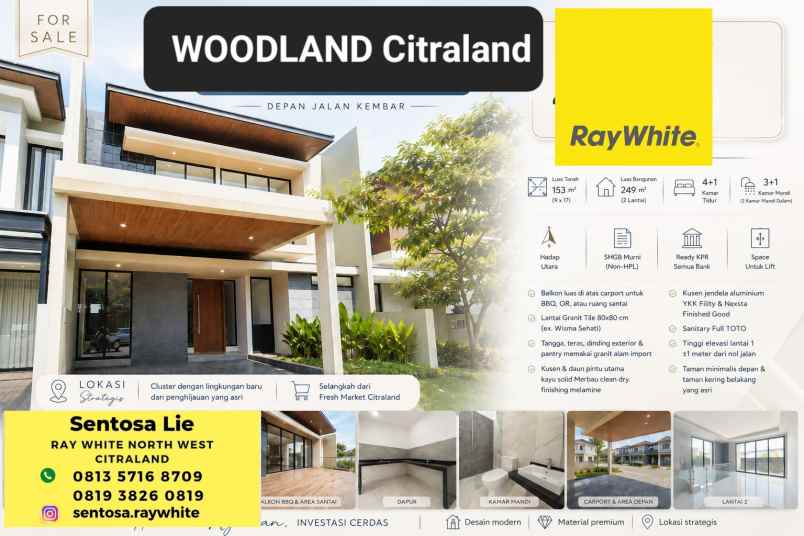 dijual rumah jalan woodland citraland